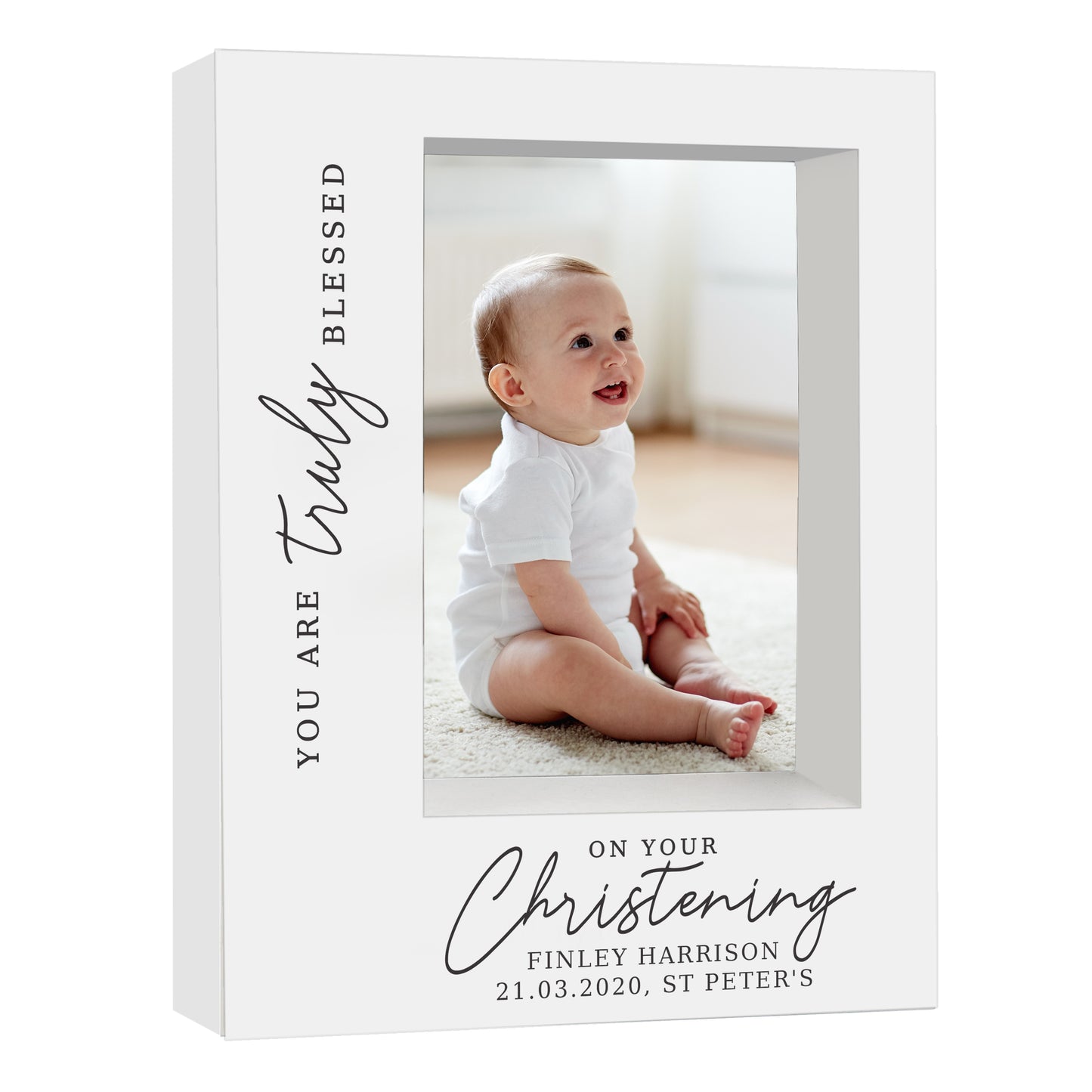 Personalised 'Truly Blessed' Christening 5x7 Box Photo Frame - MK&JD Gifts