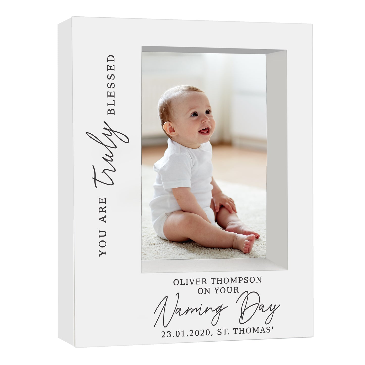 Personalised 'Truly Blessed' Naming Day 5x7 Box Photo Frame - MK&JD Gifts