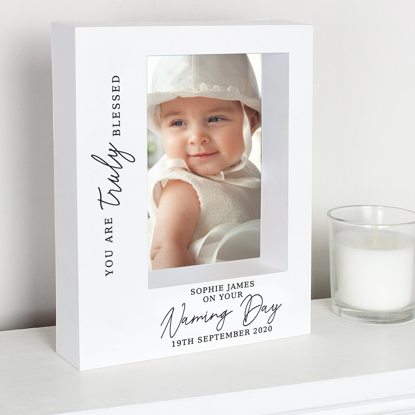 Personalised 'Truly Blessed' Naming Day 5x7 Box Photo Frame - MK&JD Gifts