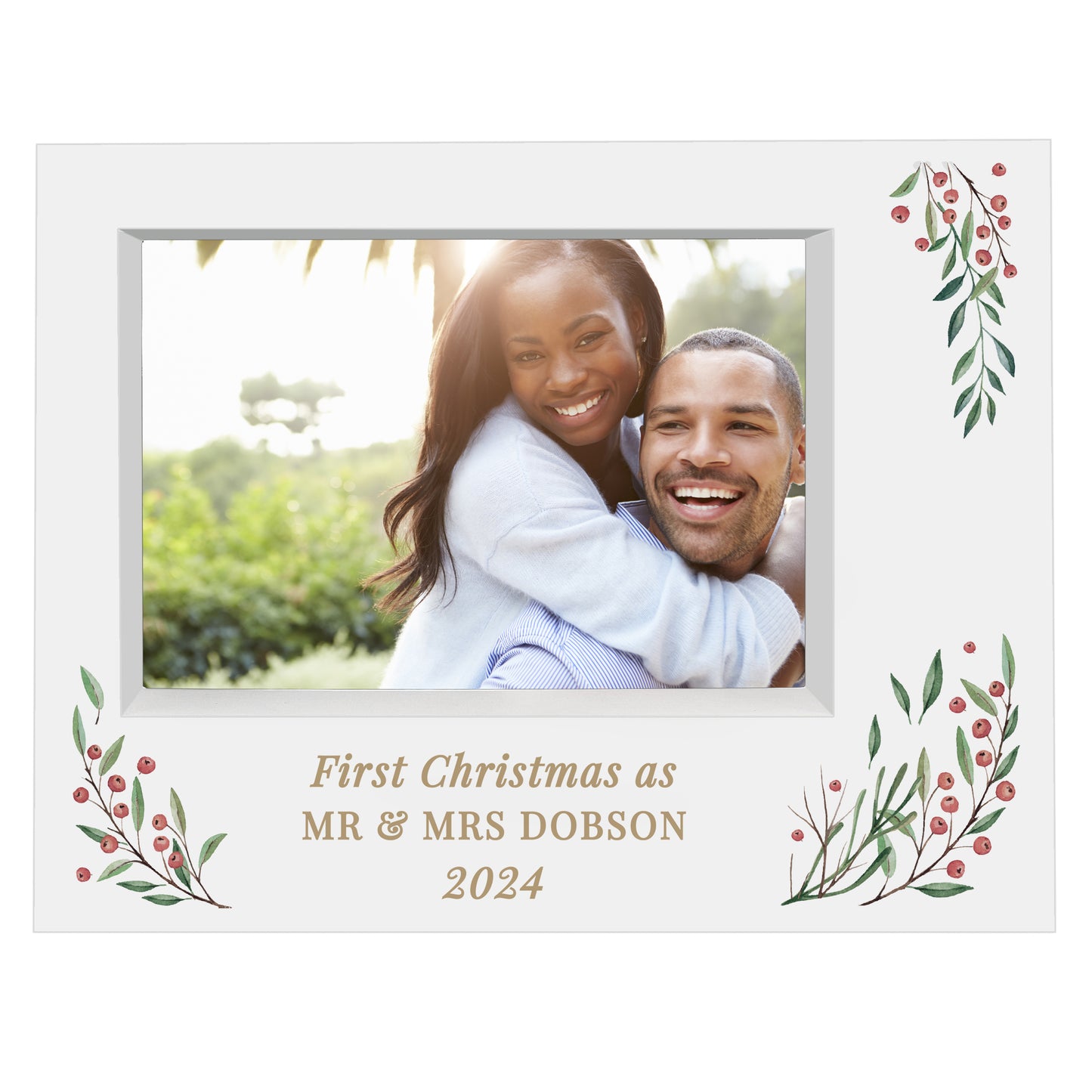 Personalised Christmas Foliage 5x7 Box Photo Frame - MK&JD Gifts