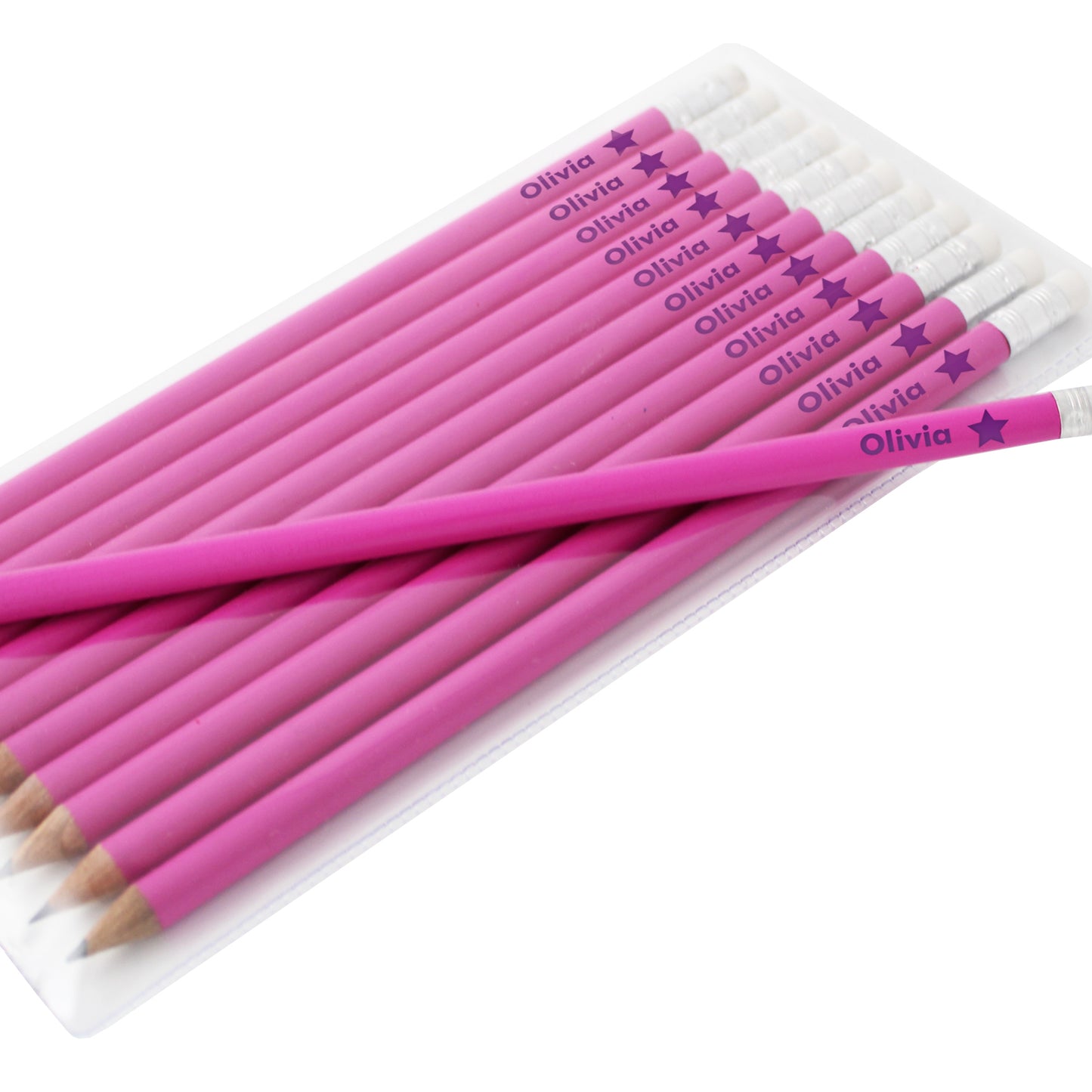Personalised Star Motif Pink Pencils - MK&JD Gifts