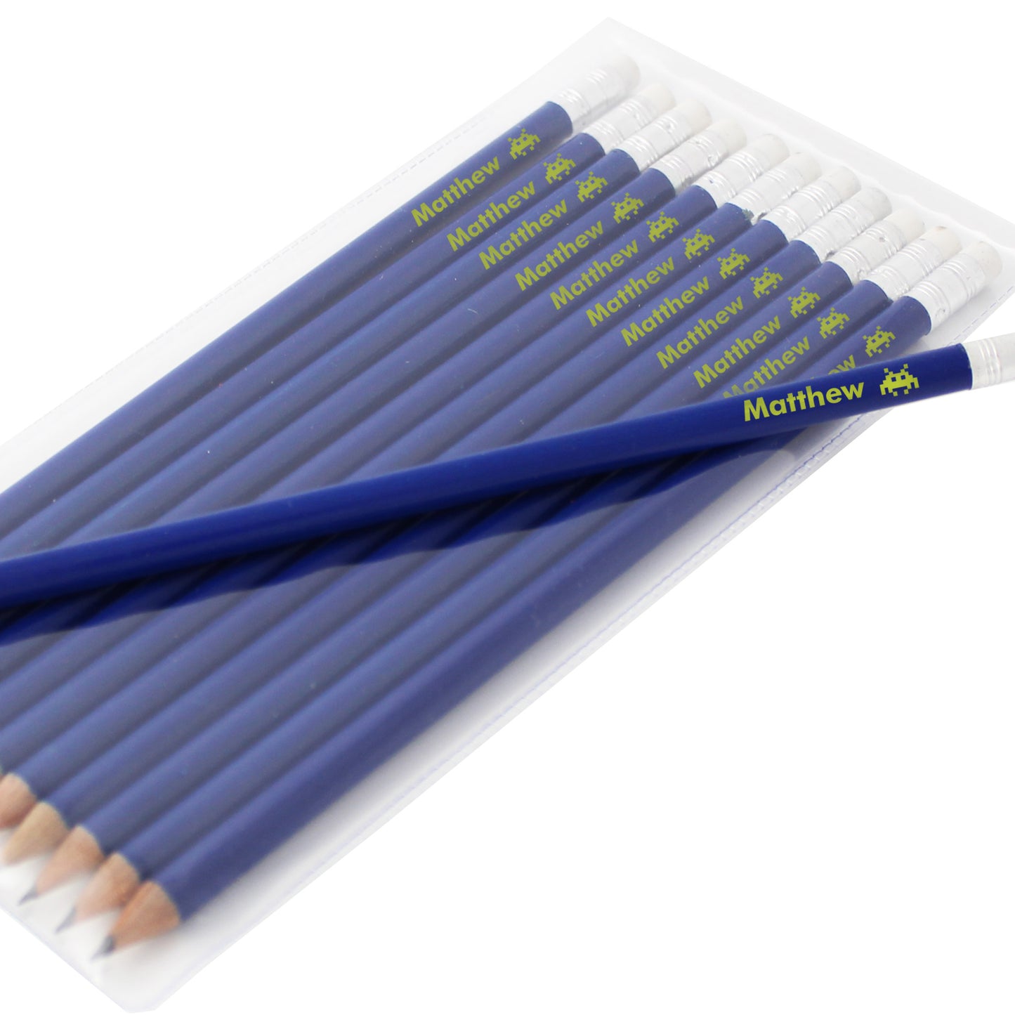 Personalised Alien Motif Blue Pencils - MK&JD Gifts