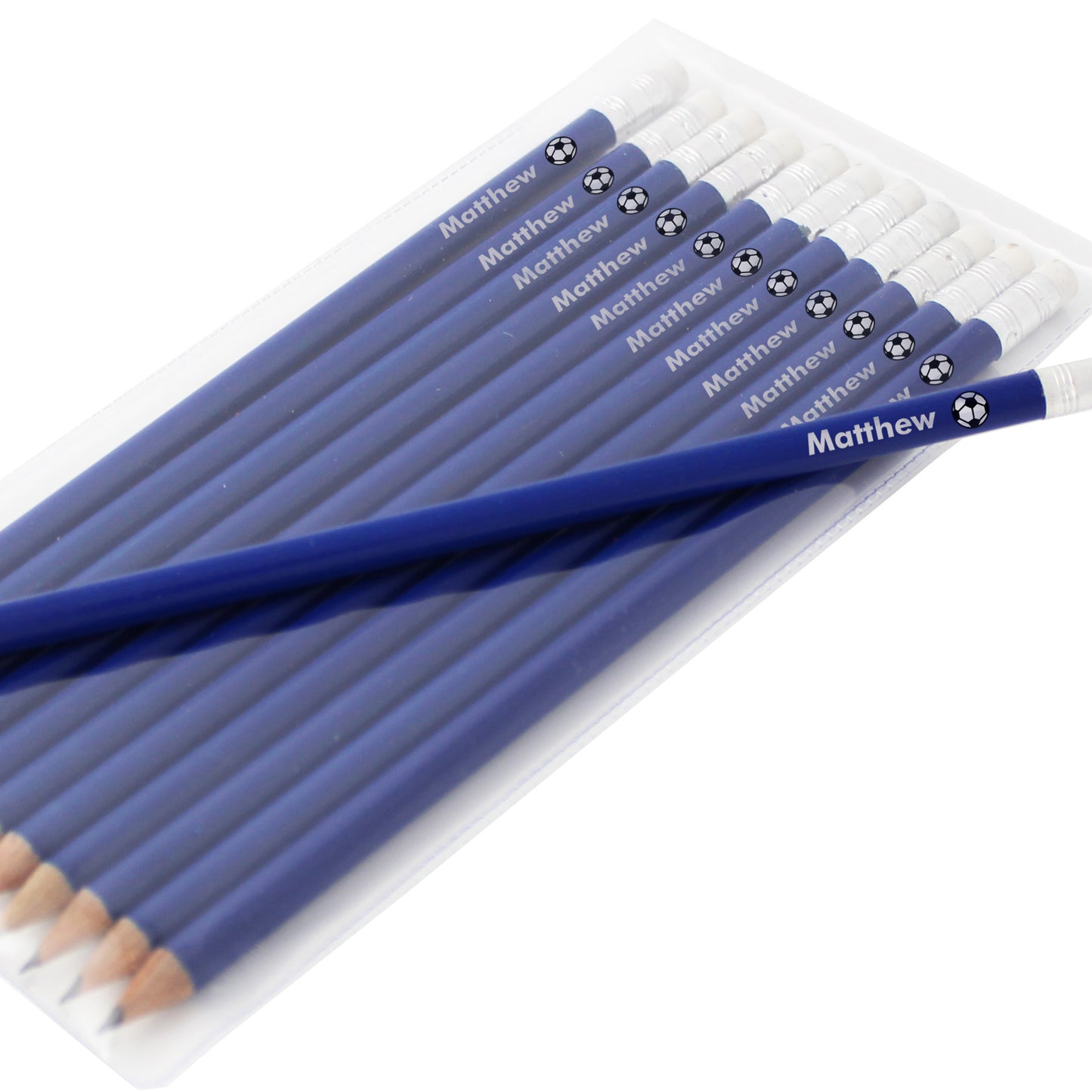 Personalised Football Motif Blue Pencils - MK&JD Gifts
