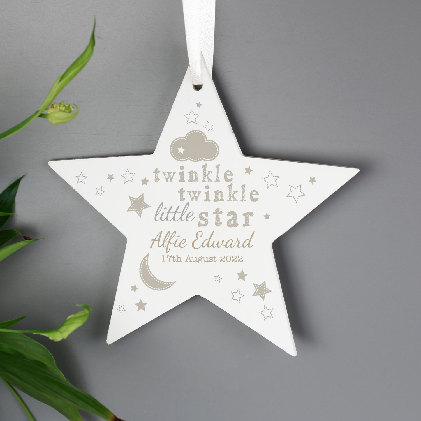 Personalised Twinkle Twinkle Wooden Star Decoration - MK&JD Gifts