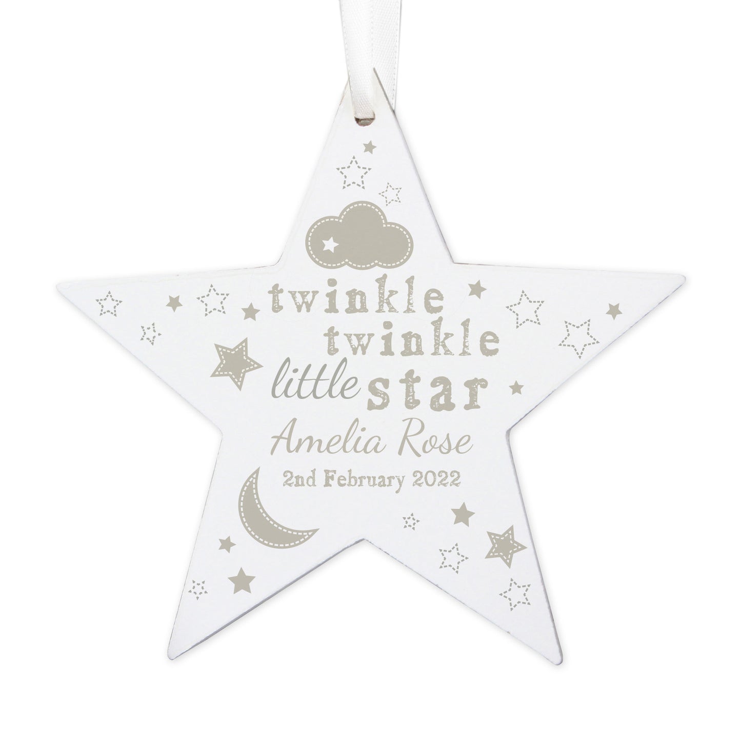 Personalised Twinkle Twinkle Wooden Star Decoration - MK&JD Gifts