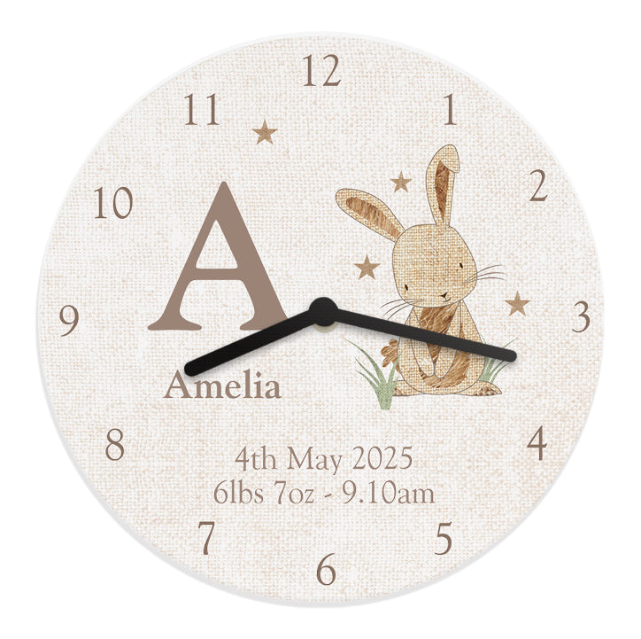 Personalised Hessian Rabbit Shabby Chic Large Wooden Clock - MK&JD Gifts