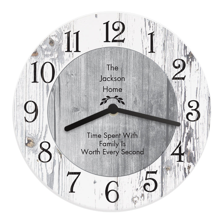 Personalised Any Message Shabby Chic Large Wooden Clock - MK&JD Gifts