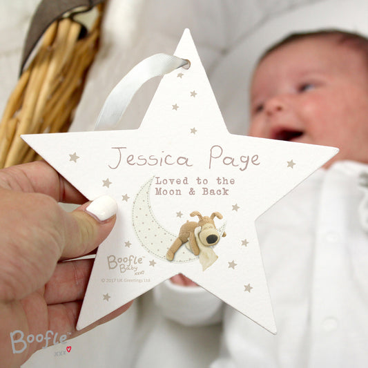 Personalised Boofle Baby Wooden Star Decoration - MK&JD Gifts