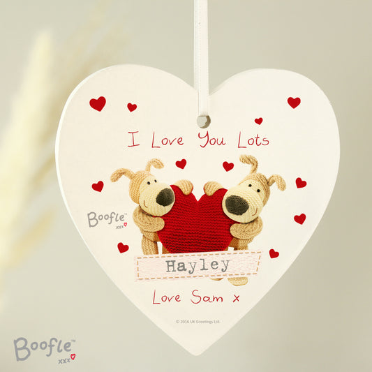Personalised Boofle Shared Heart Wooden Heart Decoration - MK&JD Gifts
