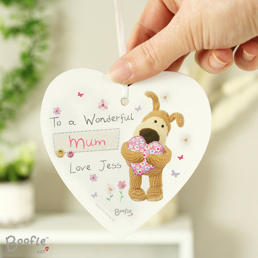 Personalised Boofle Flowers Wooden Heart Decoration - MK&JD Gifts