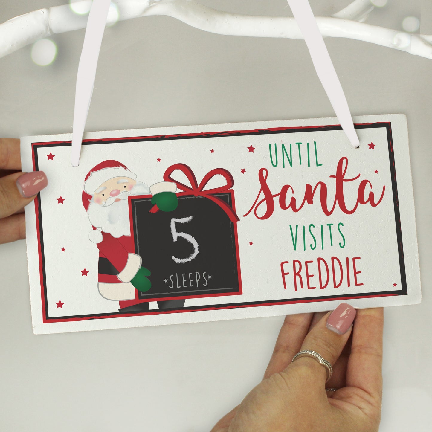 Personalised Santa Christmas Chalk Countdown Wooden Block - MK&JD Gifts
