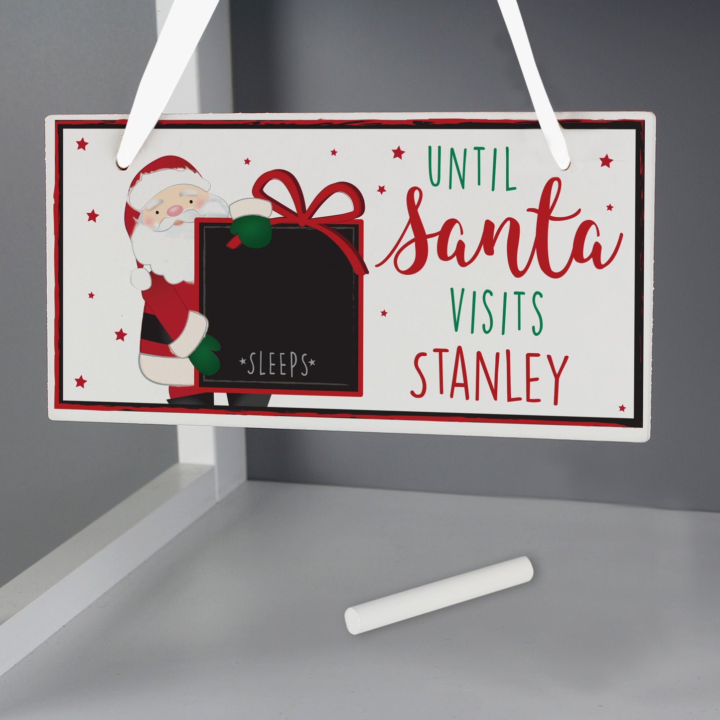 Personalised Santa Christmas Chalk Countdown Wooden Block - MK&JD Gifts