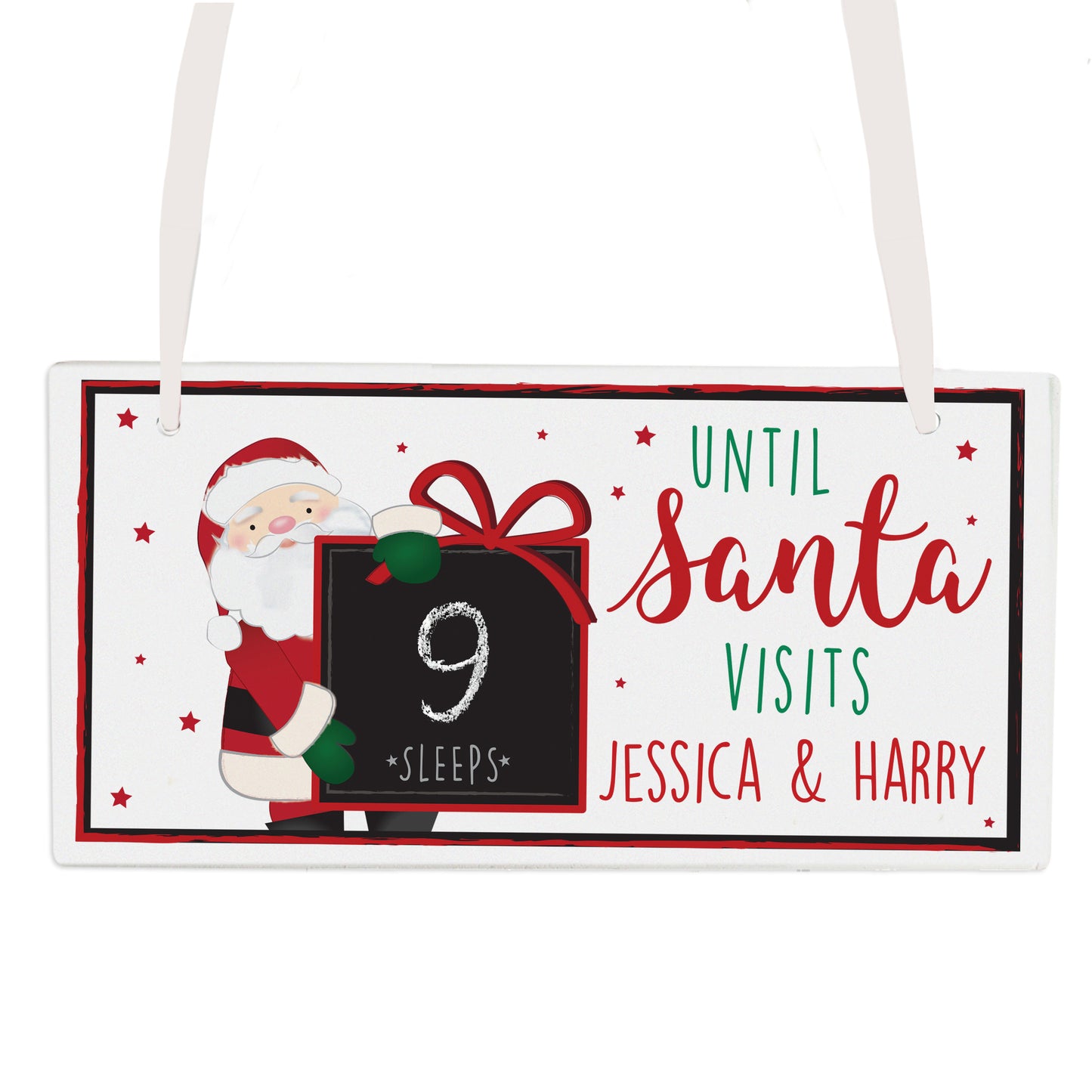 Personalised Santa Christmas Chalk Countdown Wooden Block - MK&JD Gifts