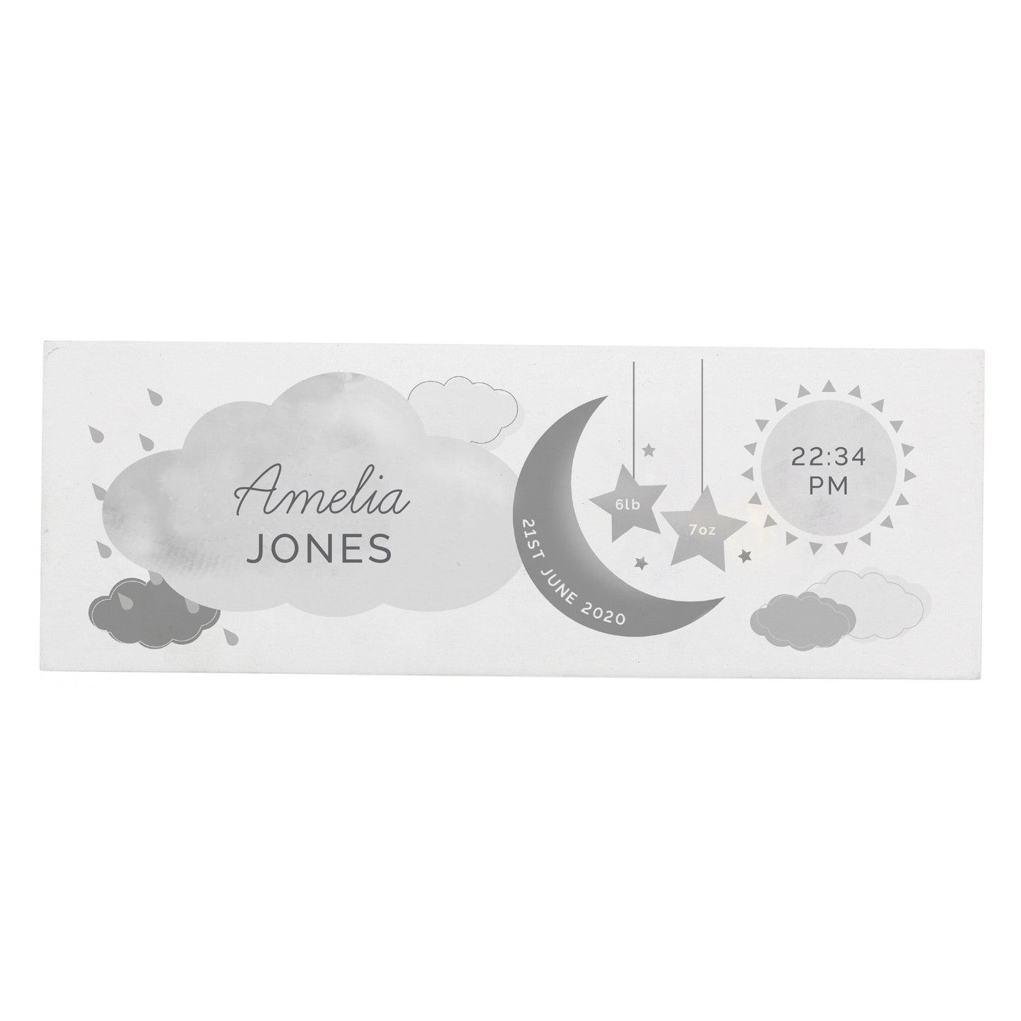 Personalised New Baby Moon & Stars Wooden Mantel Decoration - MK&JD Gifts