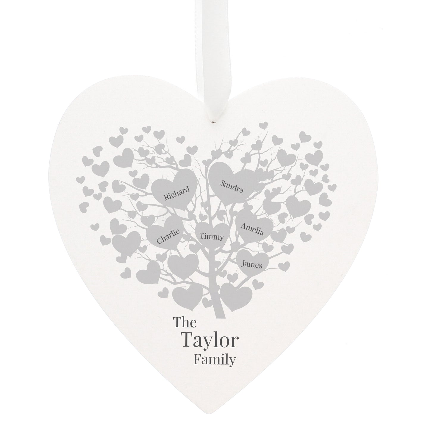 Personalised Family Tree Large Wooden Heart - MK&JD Gifts