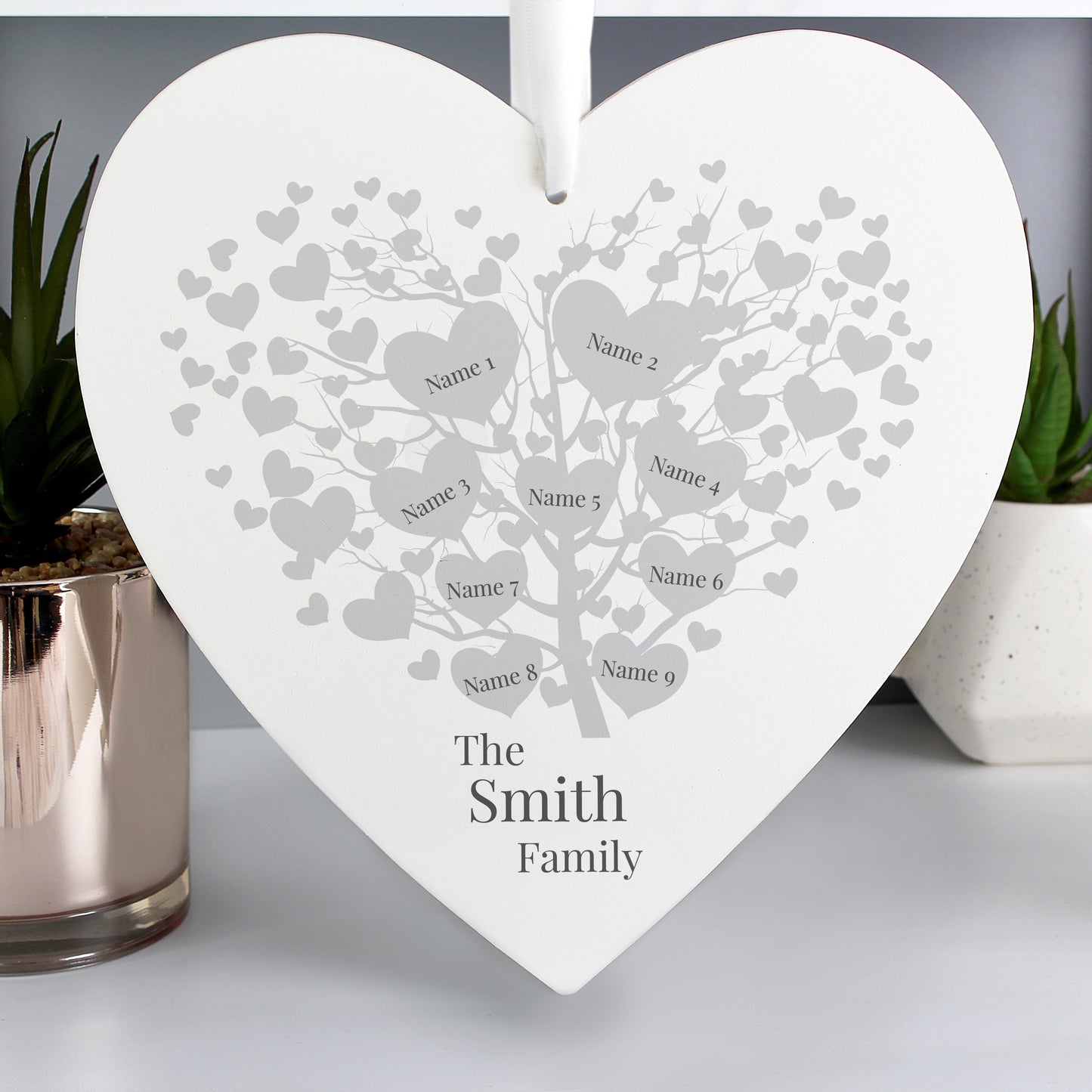 Personalised Family Tree Large Wooden Heart - MK&JD Gifts