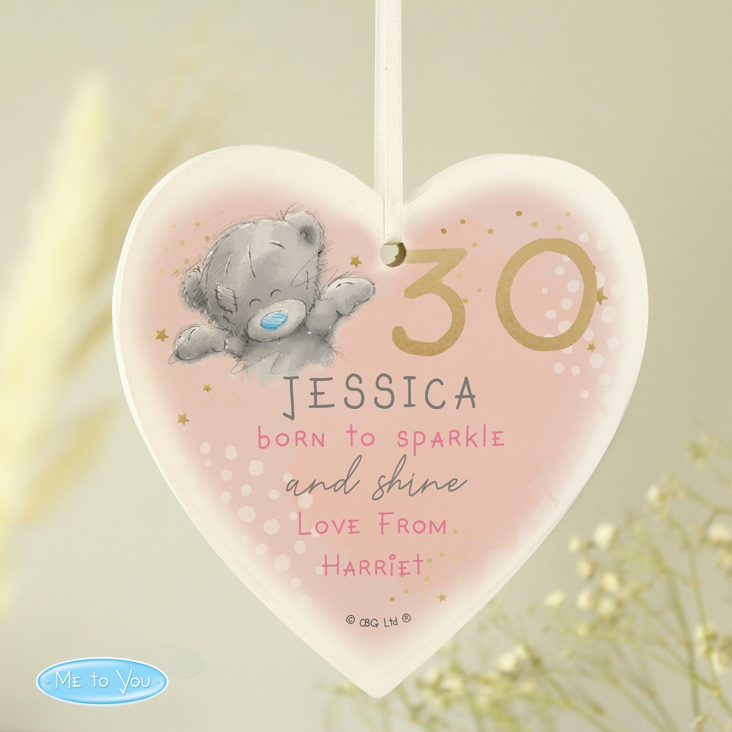 Personalised Me To You Sparkle & Shine Birthday Wooden Heart Decoration - MK&JD Gifts
