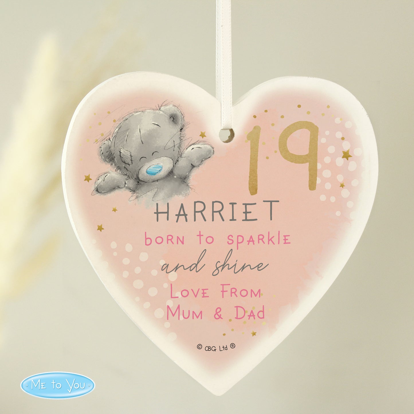 Personalised Me To You Sparkle & Shine Birthday Wooden Heart Decoration - MK&JD Gifts