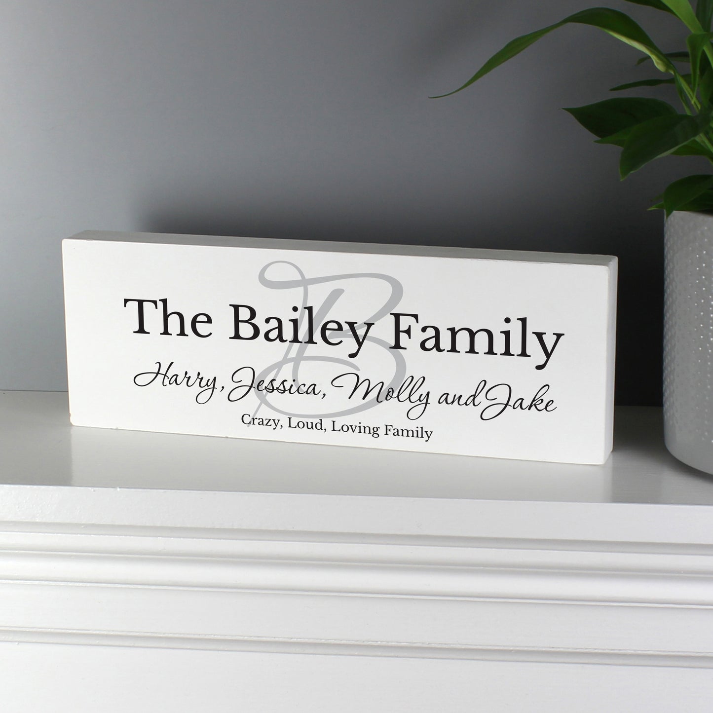 Personalised Family Wooden Mantel Decoration - MK&JD Gifts