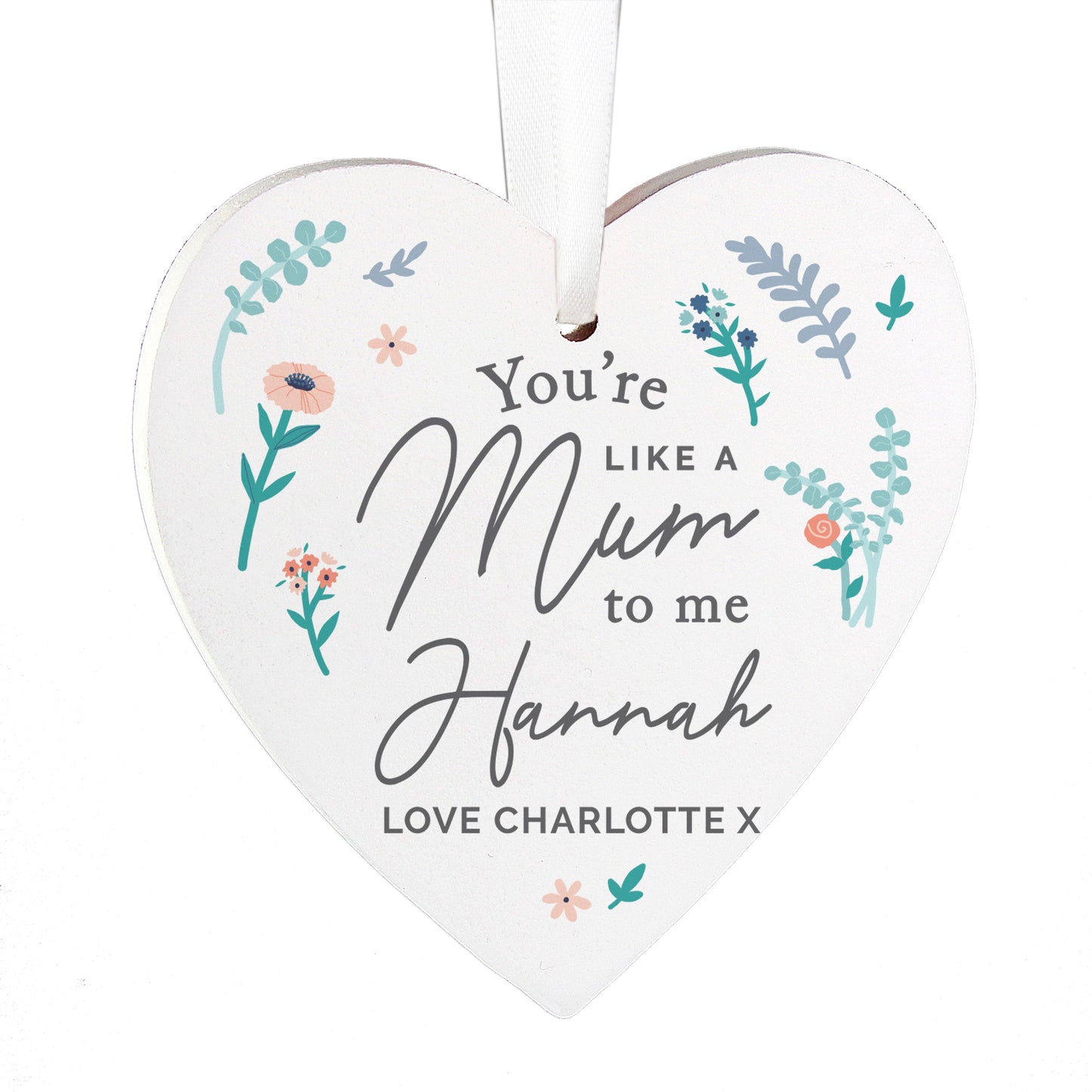 Personalised You're Like A Mum To Me Wooden Heart Decoration - MK&JD Gifts