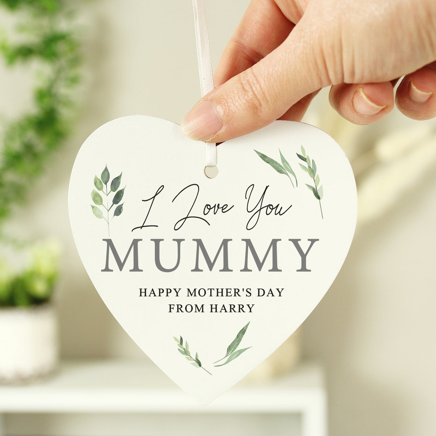 Personalised Botanical Wooden Heart Decoration - MK&JD Gifts