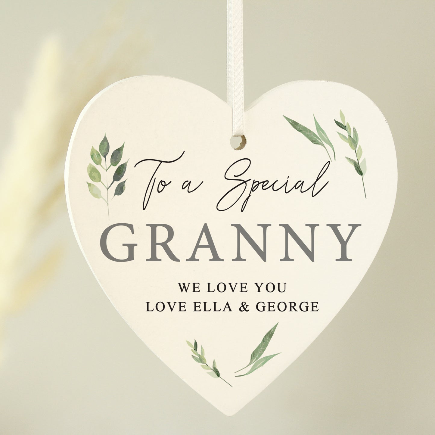 Personalised Botanical Wooden Heart Decoration - MK&JD Gifts