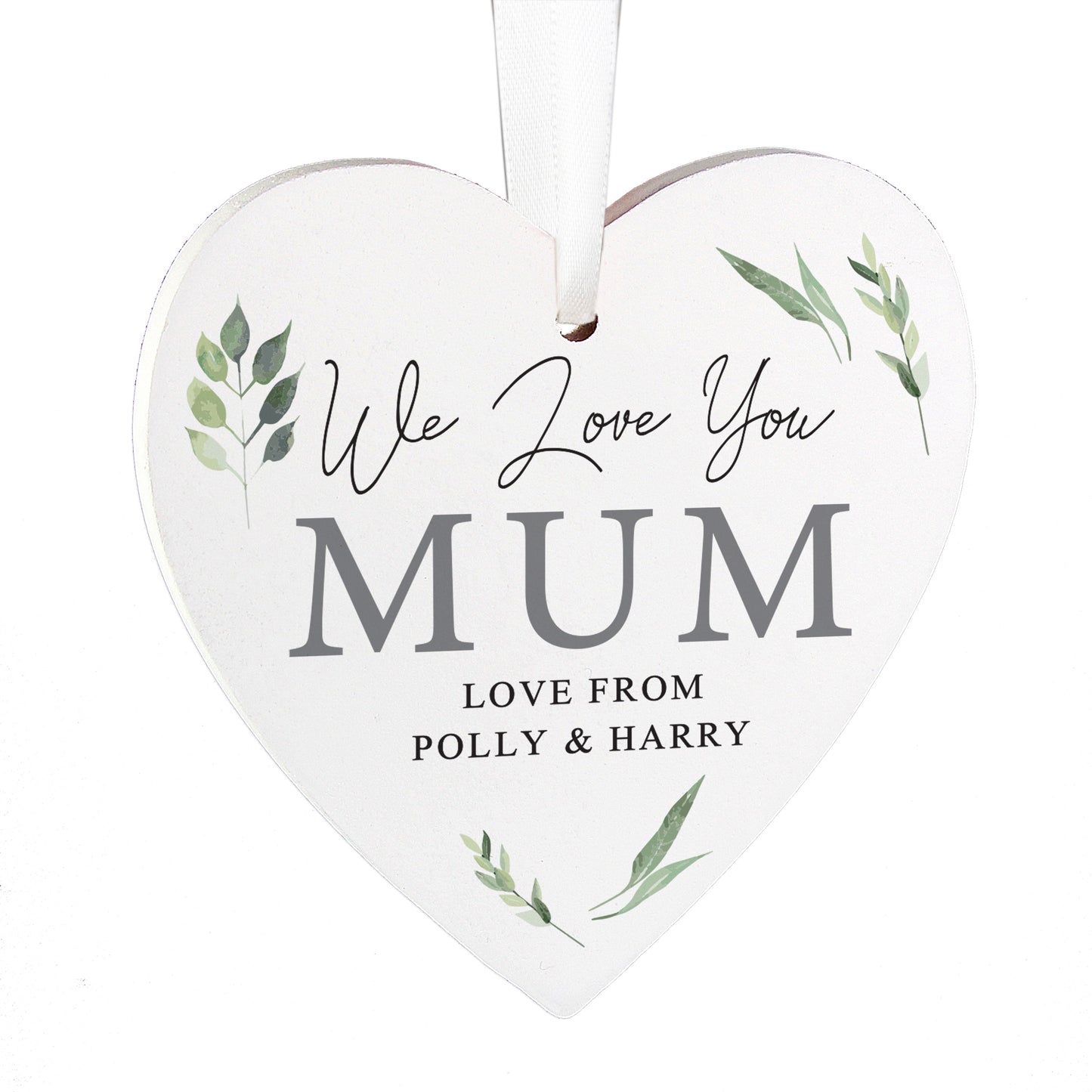 Personalised Botanical Wooden Heart Decoration - MK&JD Gifts