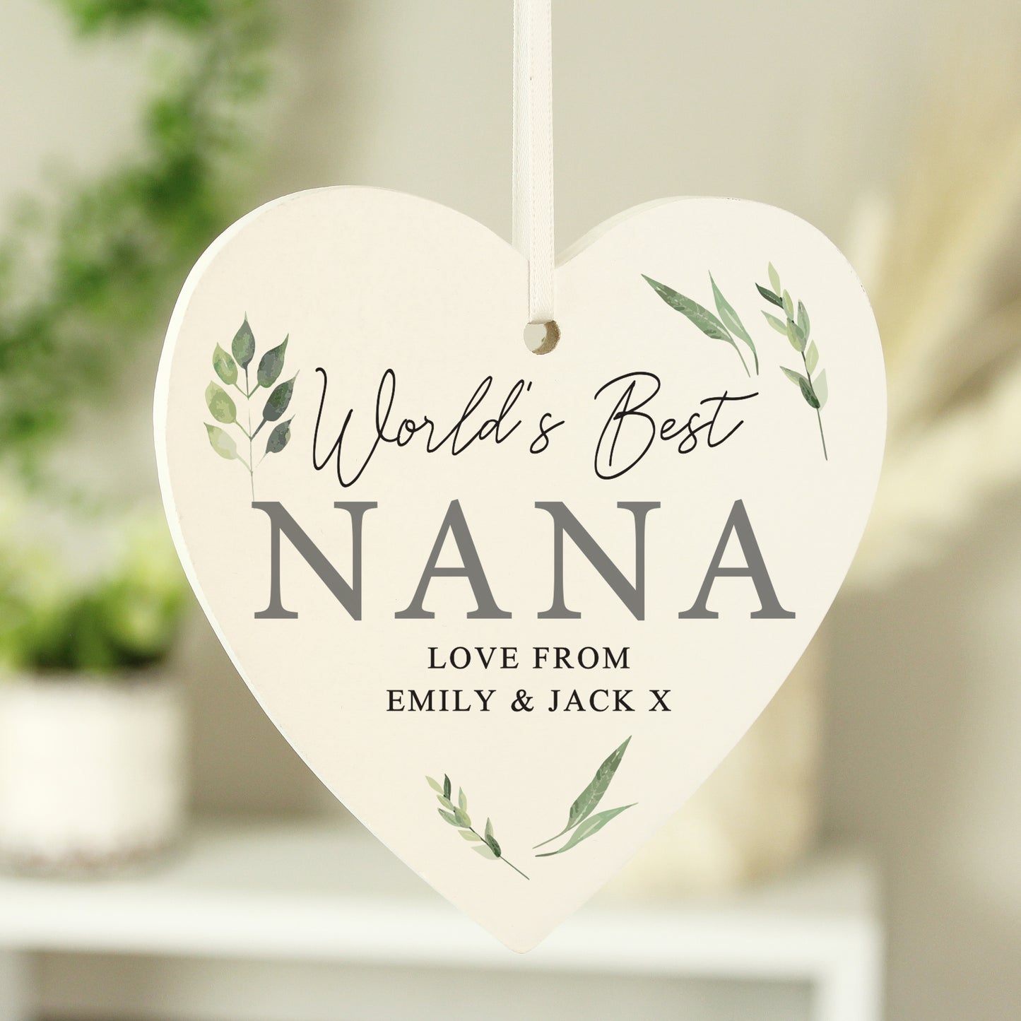 Personalised Botanical Wooden Heart Decoration - MK&JD Gifts