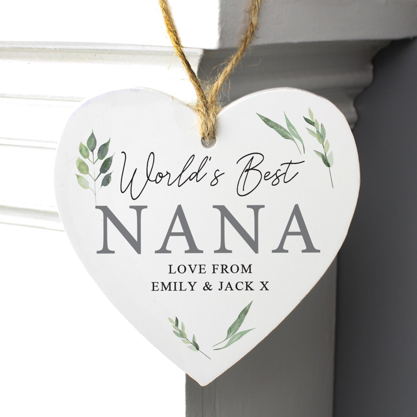 Personalised Botanical Wooden Heart Decoration - MK&JD Gifts
