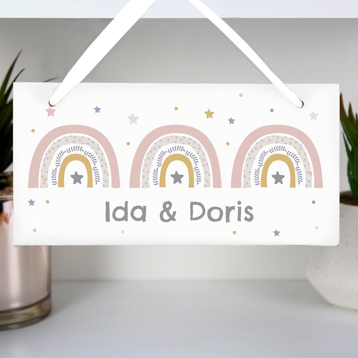 Personalised Rainbow Wooden Sign - MK&JD Gifts