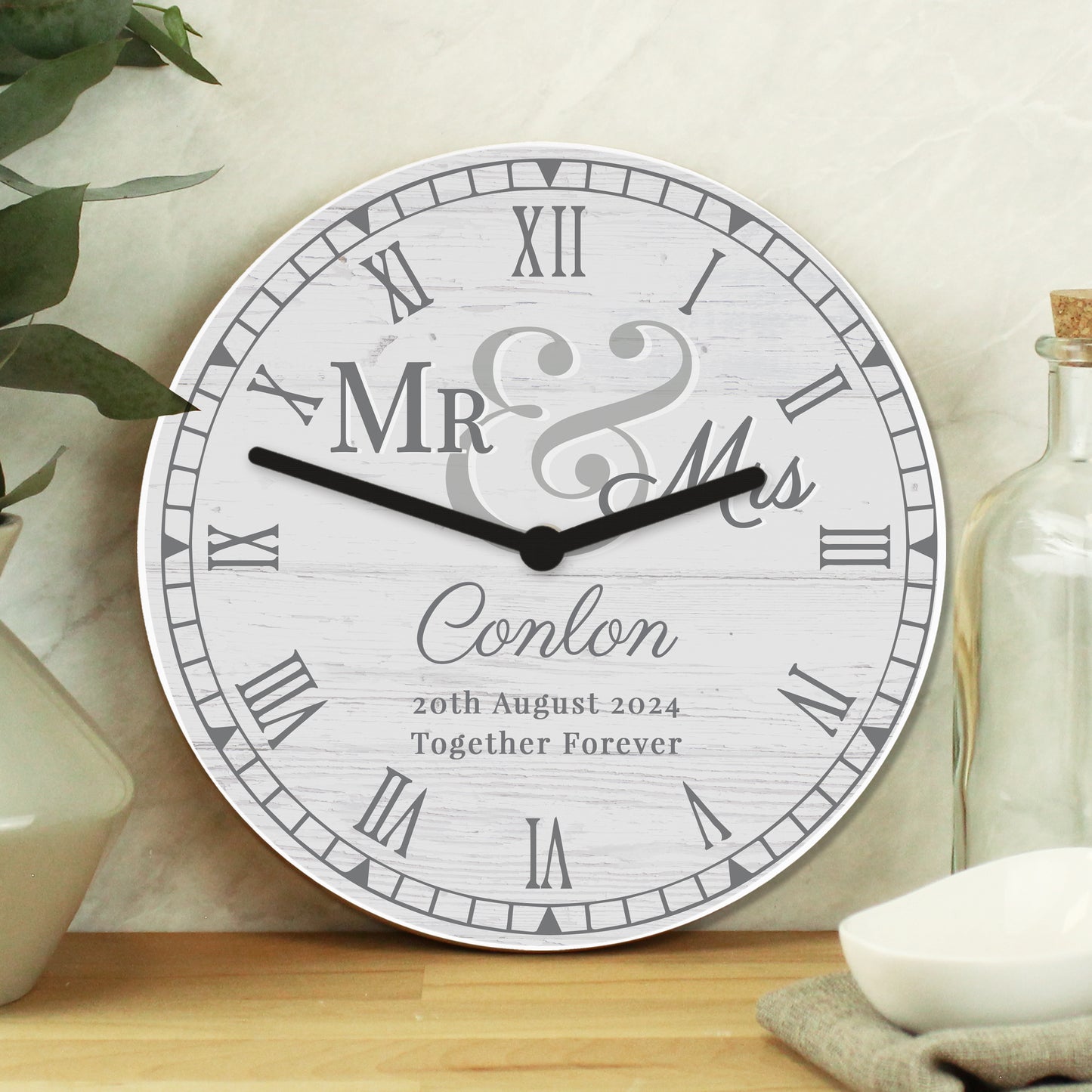 Personalised Mr & Mrs Wooden Clock - MK&JD Gifts