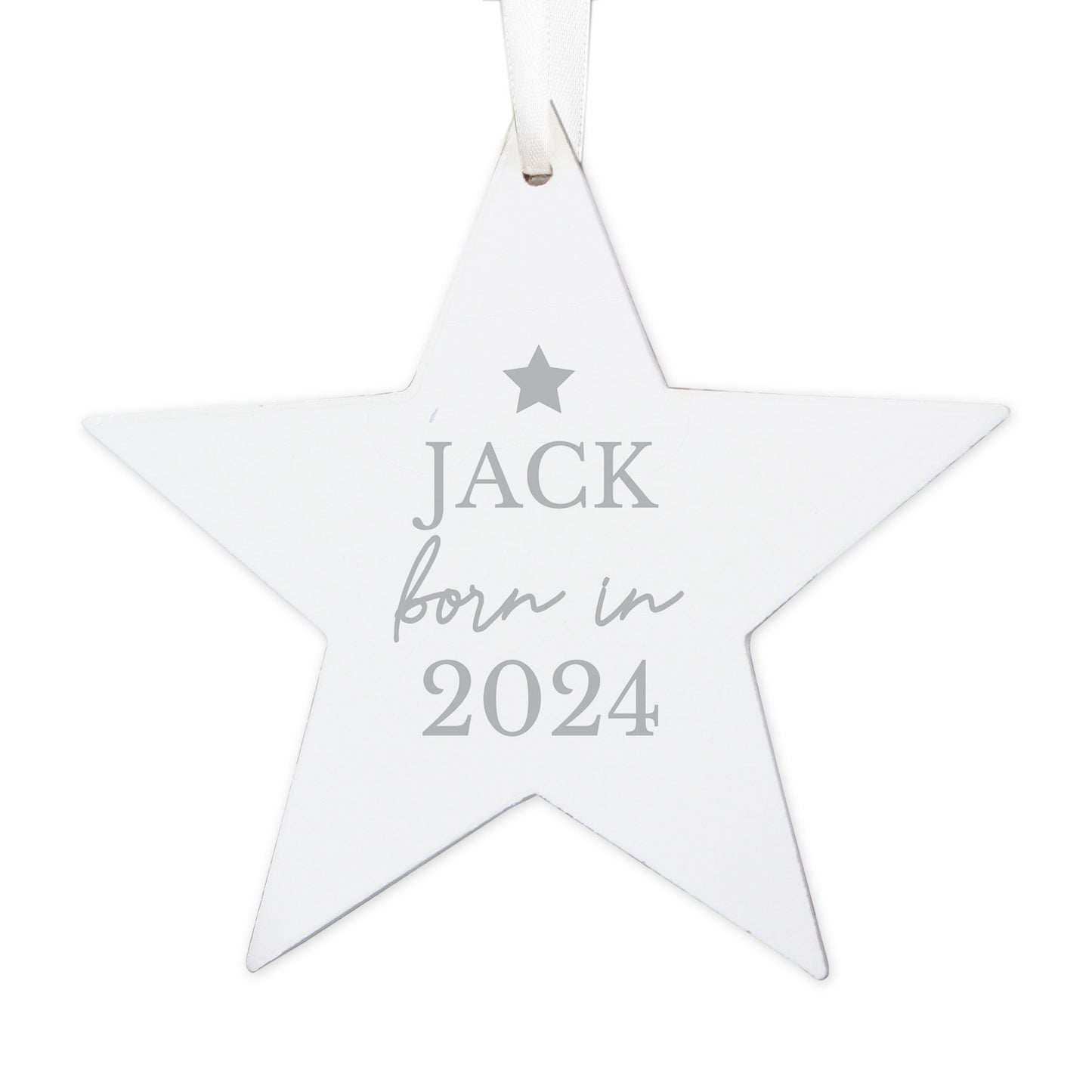 Personalised Born In Wooden Star Decoration - MK&JD Gifts