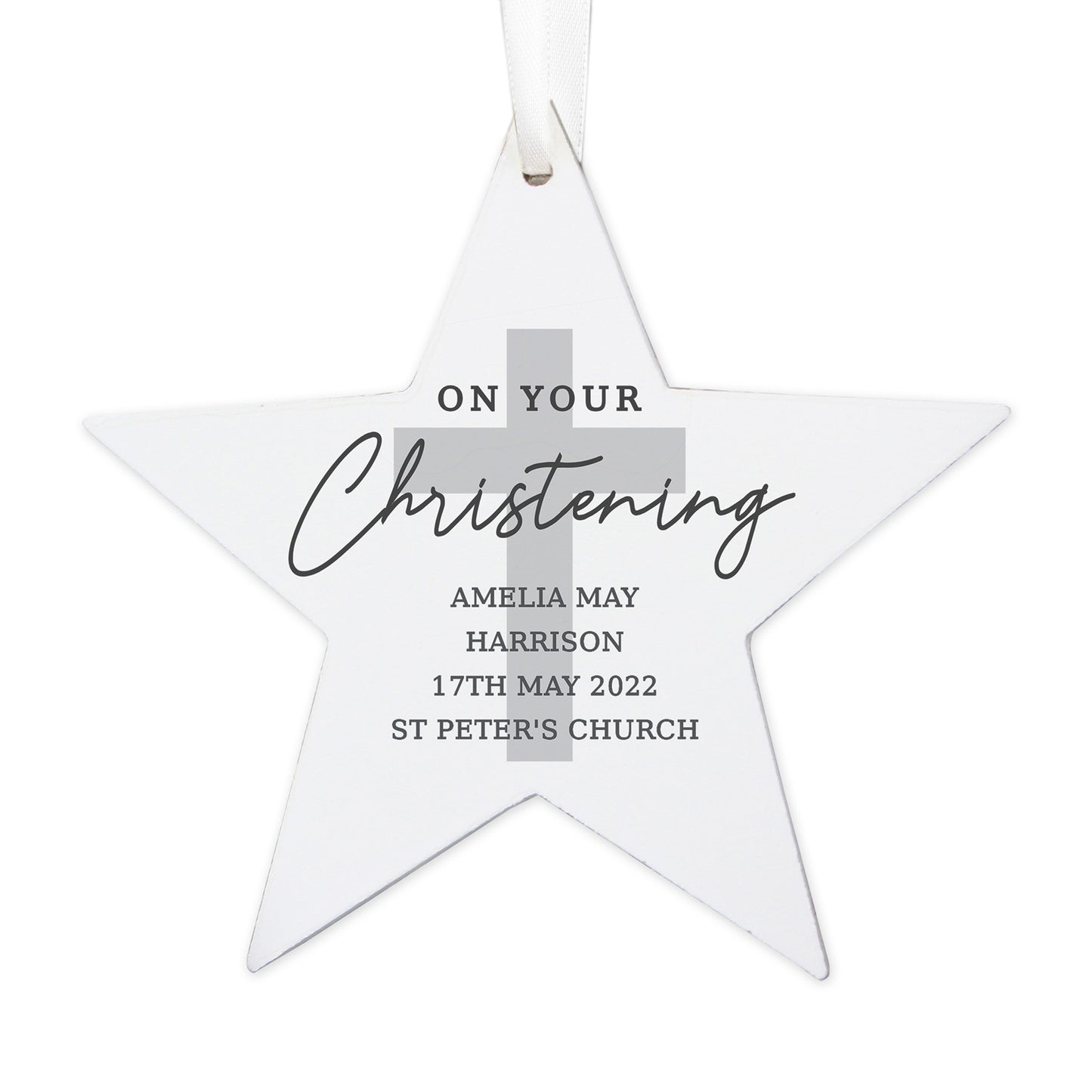 Personalised On Your Christening Wooden Star Decoration - MK&JD Gifts