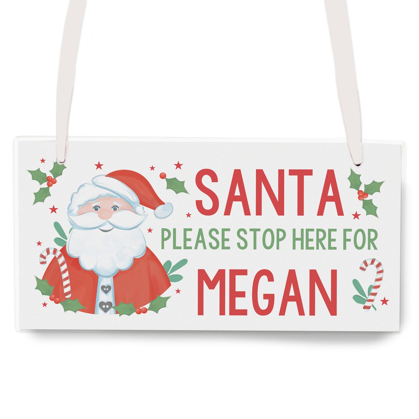 Personalised Santa Stop Here Wooden Sign - MK&JD Gifts