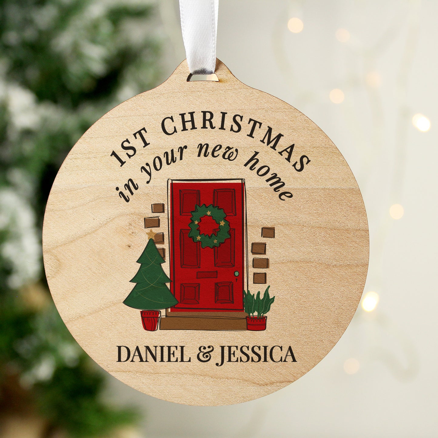Personalised New Home Round Wooden Decoration - MK&JD Gifts