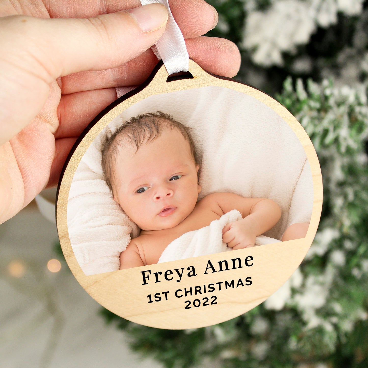 Personalised Photo Upload Round Wooden Decoration - MK&JD Gifts