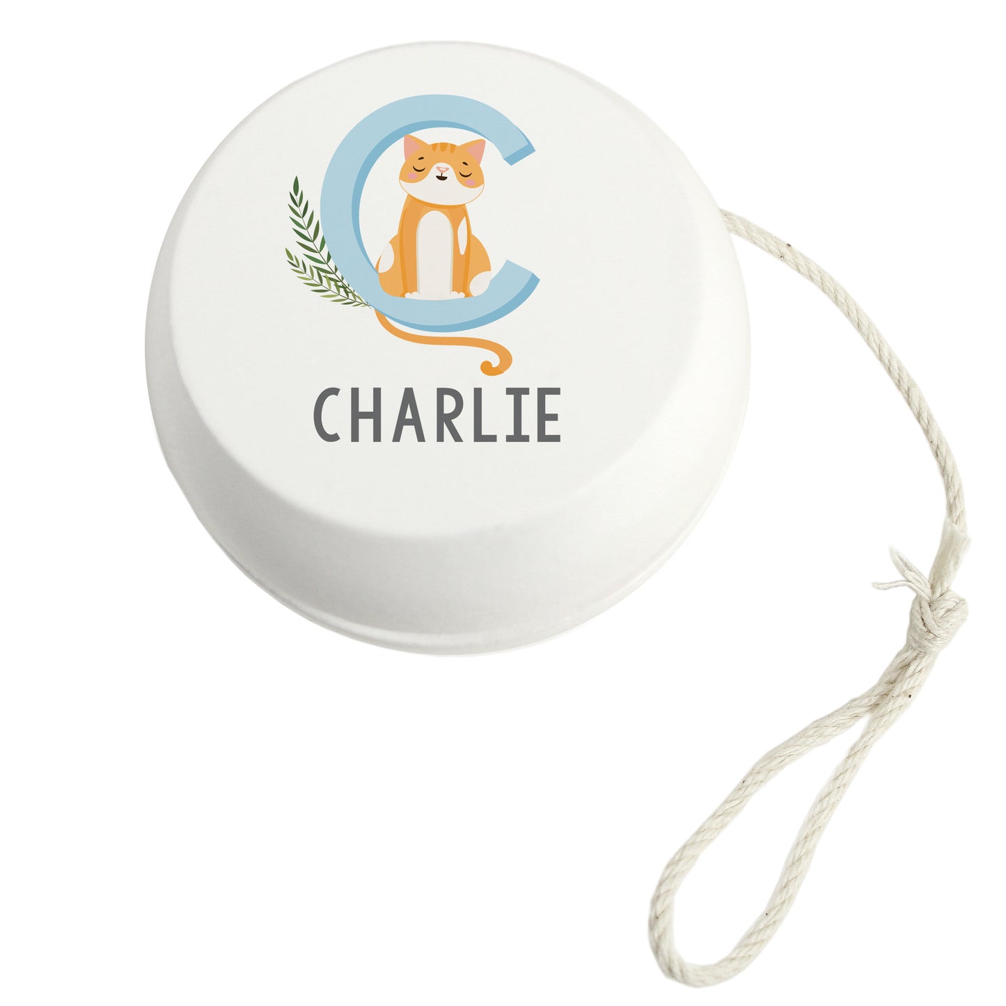Personalised Animal Alphabet White Wooden Yoyo - MK&JD Gifts