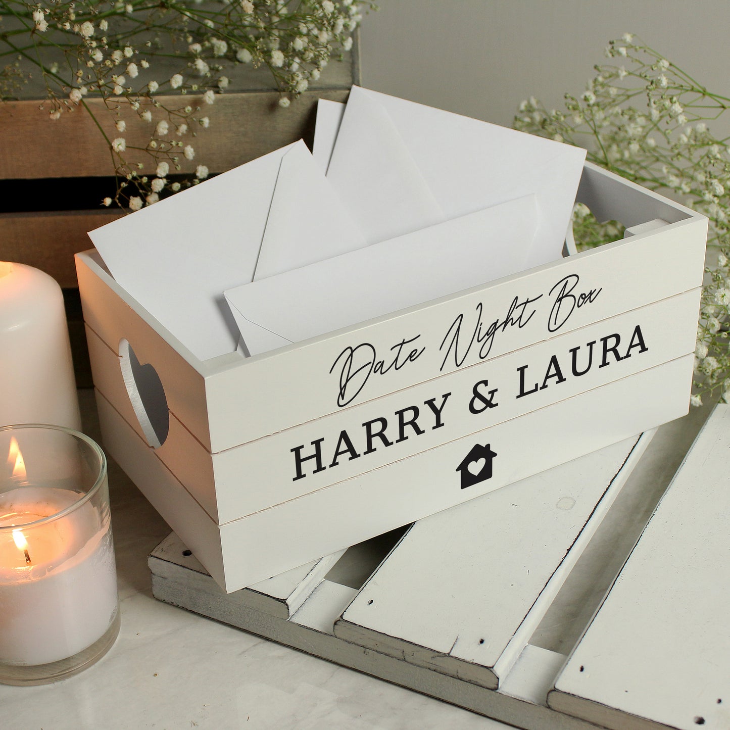 Personalised Home White Wooden Crate - MK&JD Gifts