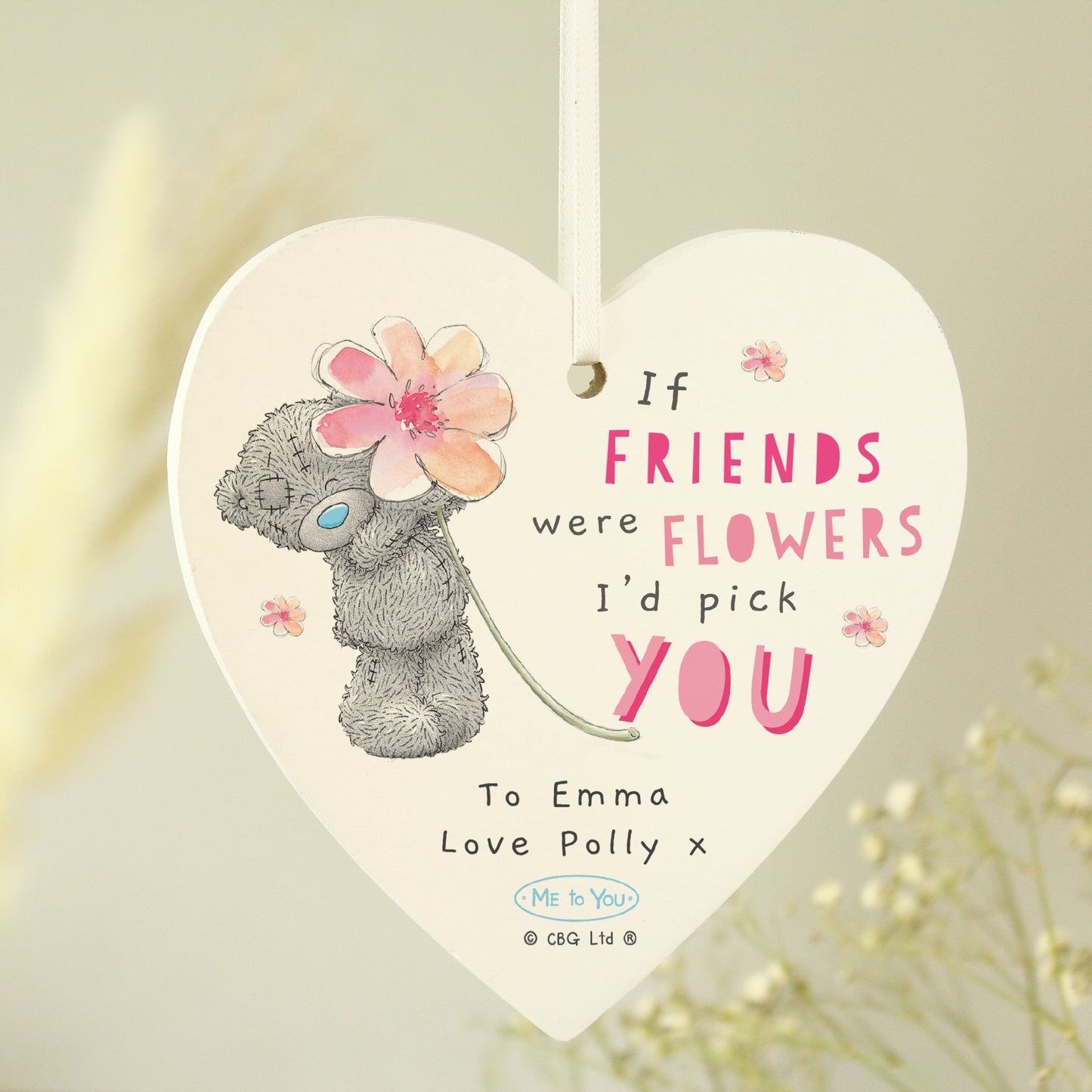 Personalised Me To You If... Were Flowers Wooden Heart Decoration - MK&JD Gifts