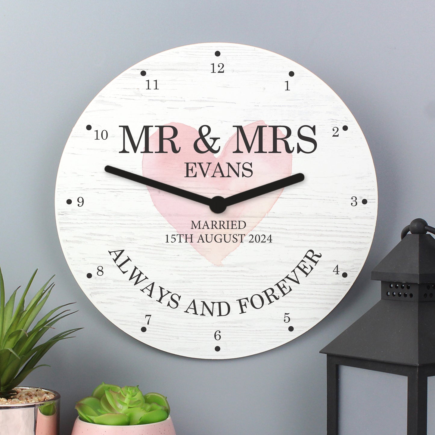 Personalised Couples Wooden Clock - MK&JD Gifts