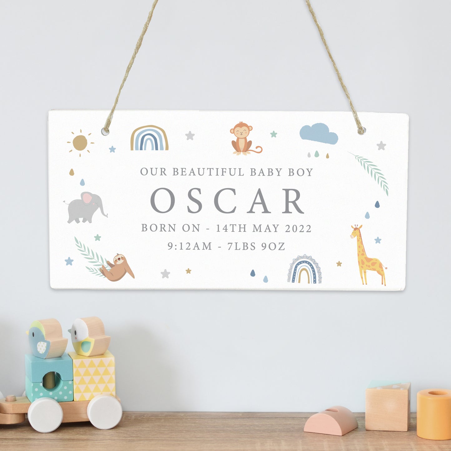 Personalised Safari Animals Wooden Sign - MK&JD Gifts