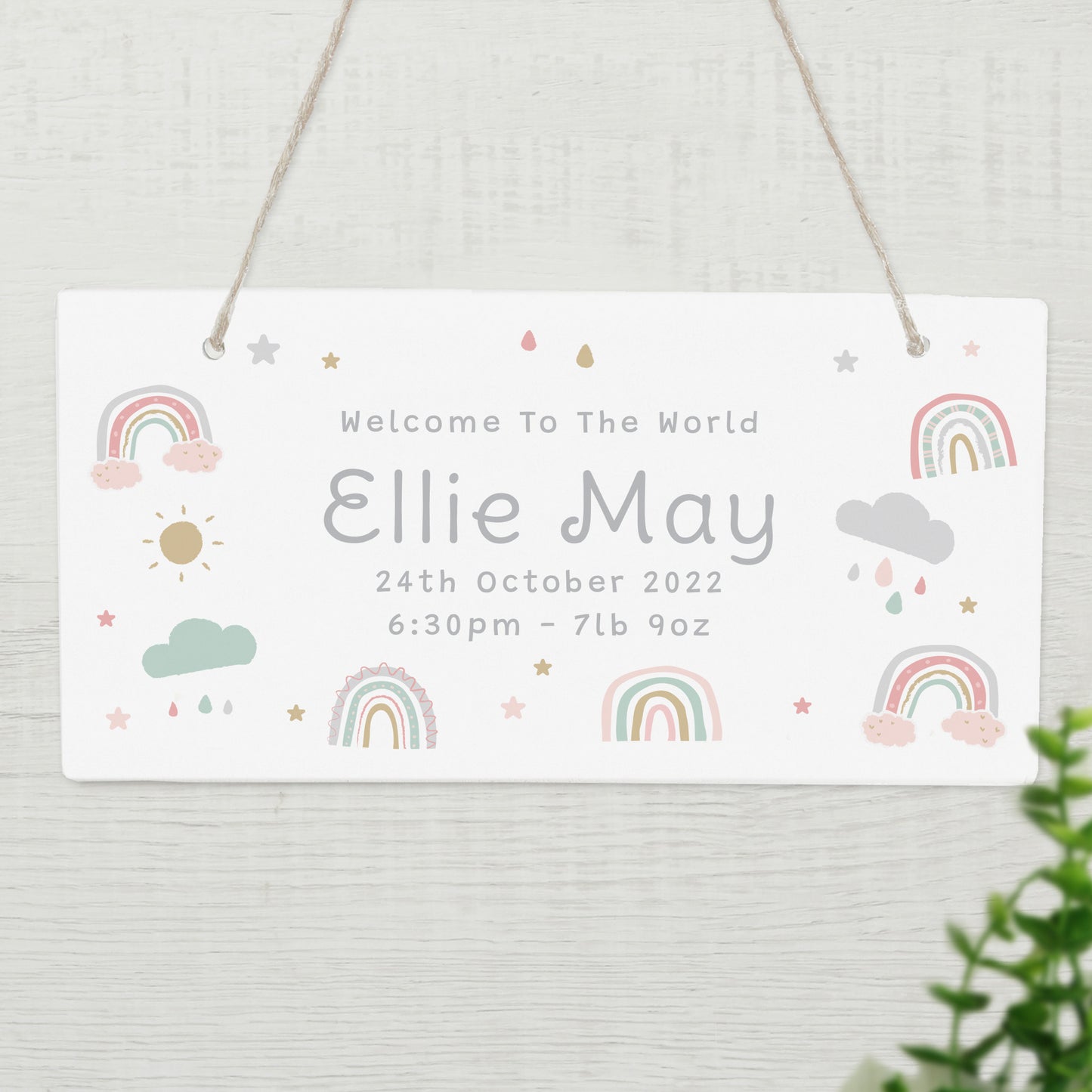 Personalised Rainbow Wooden Sign - MK&JD Gifts
