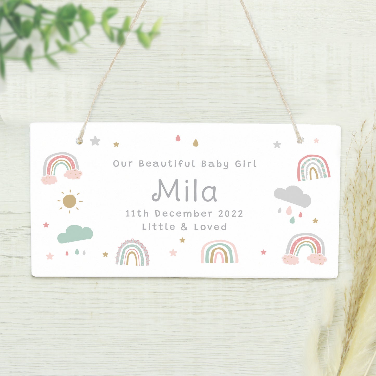 Personalised Rainbow Wooden Sign - MK&JD Gifts
