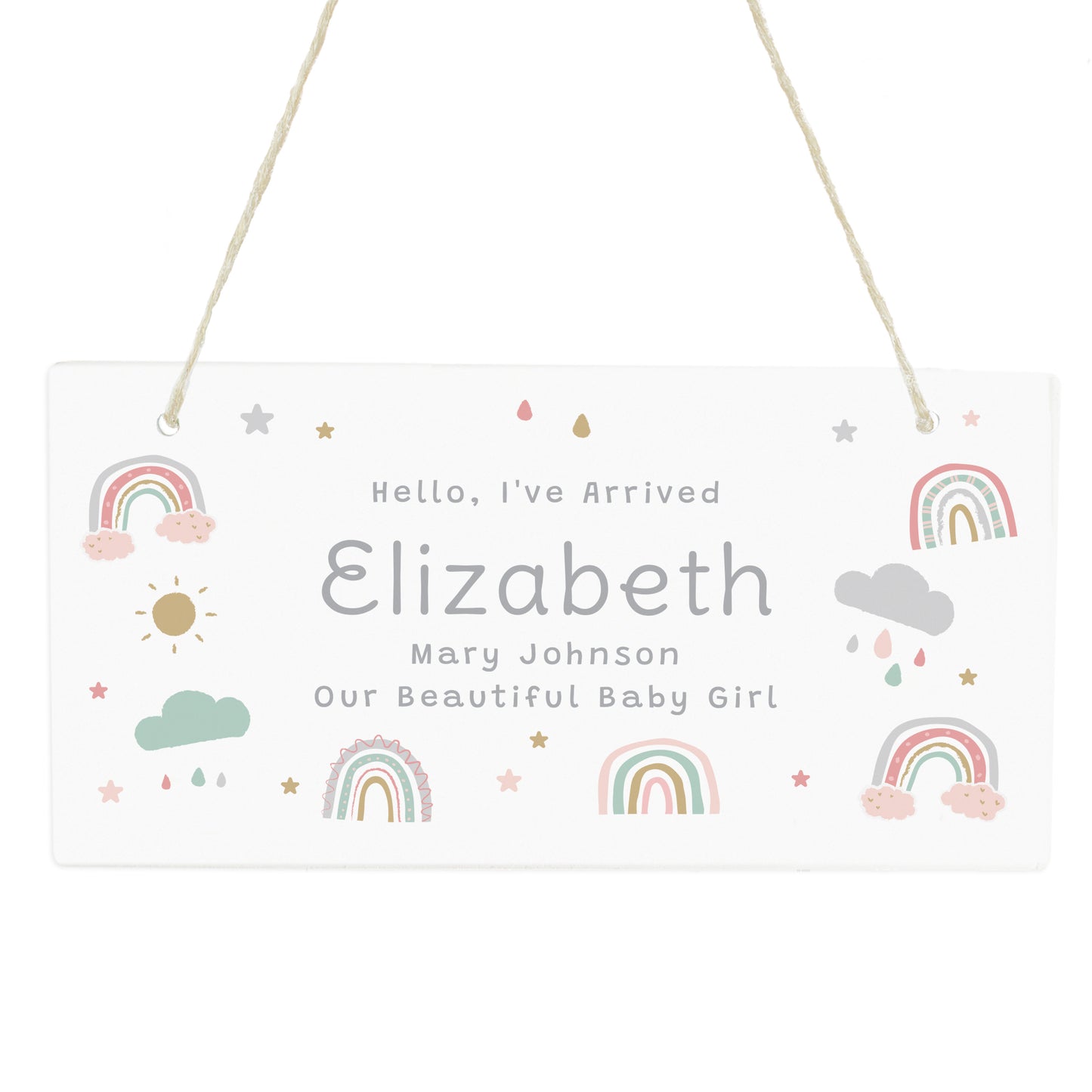 Personalised Rainbow Wooden Sign - MK&JD Gifts
