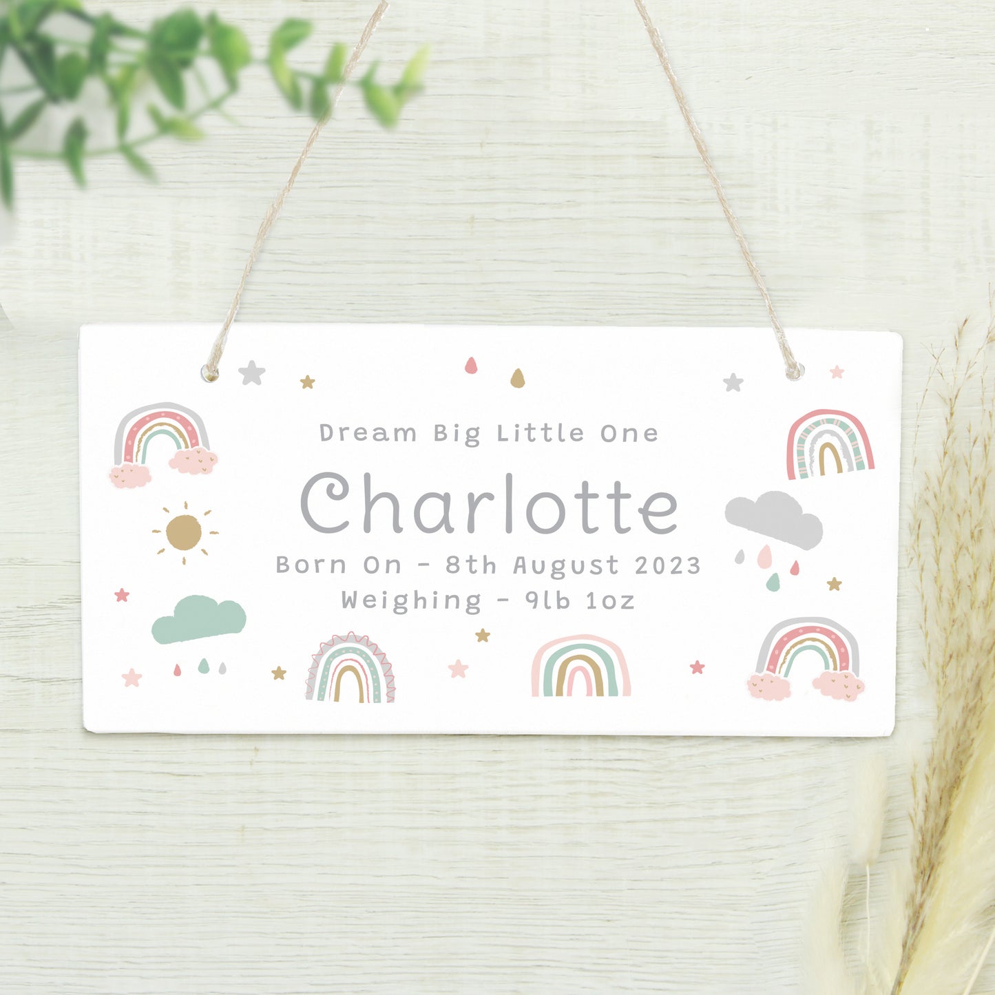 Personalised Rainbow Wooden Sign - MK&JD Gifts