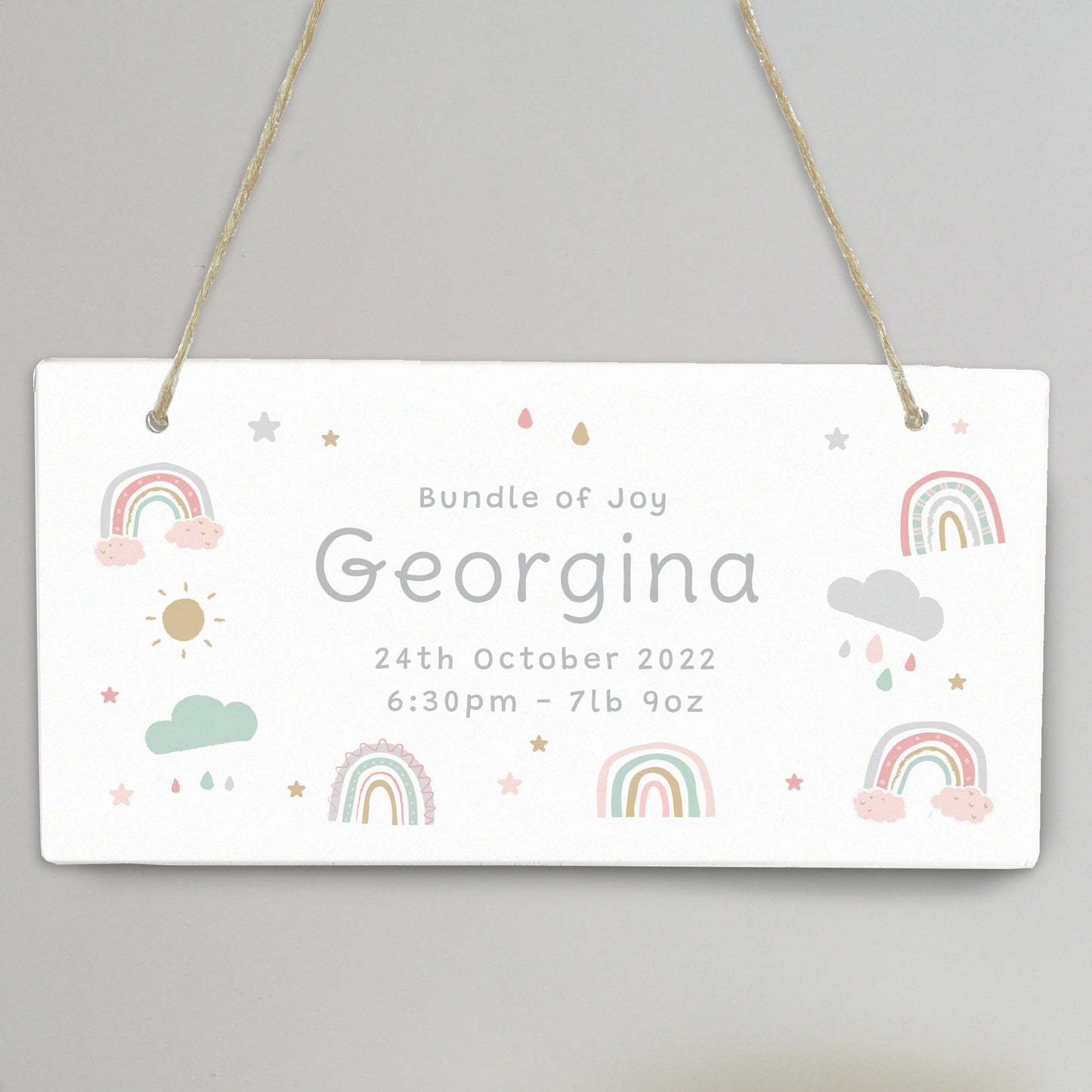 Personalised Rainbow Wooden Sign - MK&JD Gifts