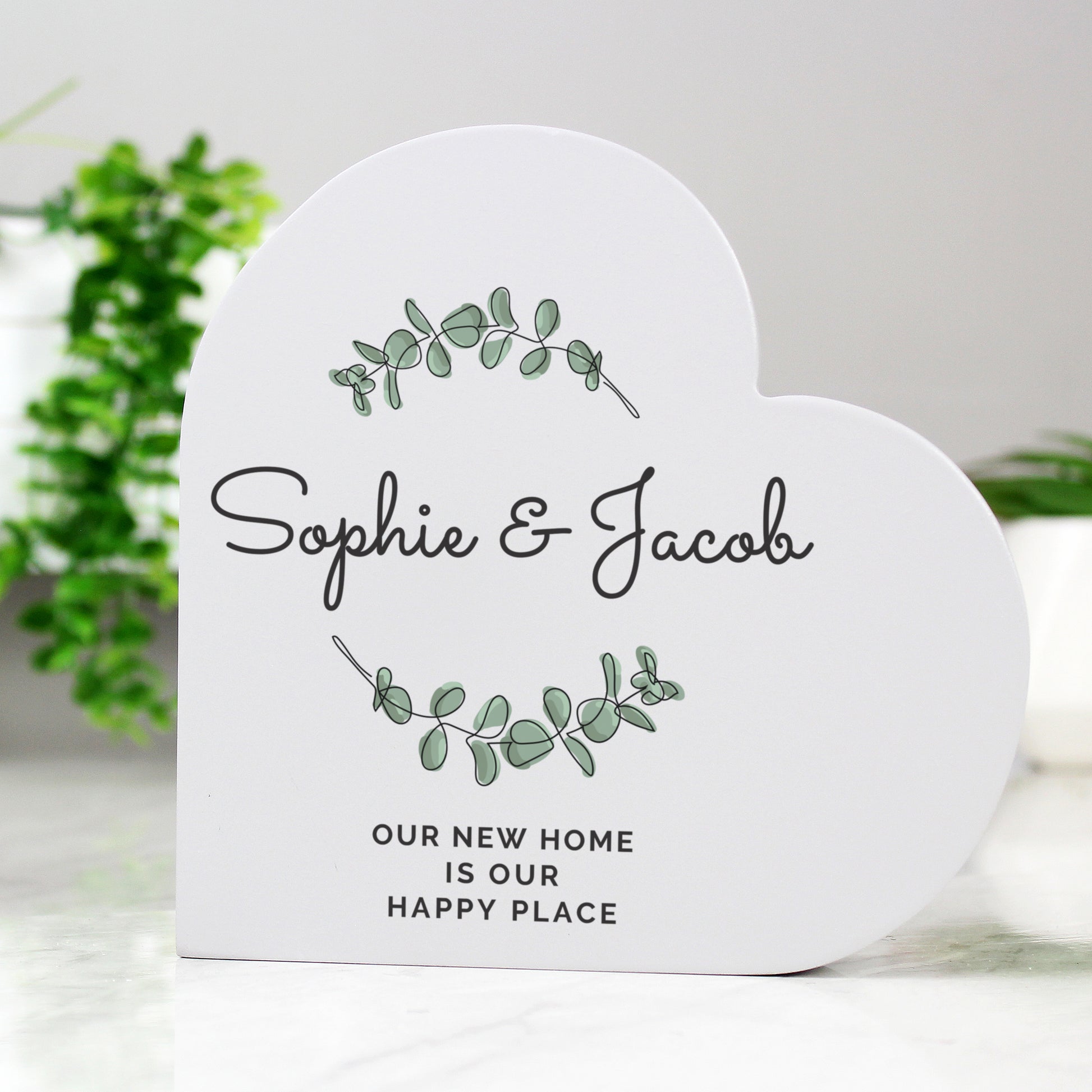 Personalised Botanical Free Standing Heart Ornament - MK&JD Gifts