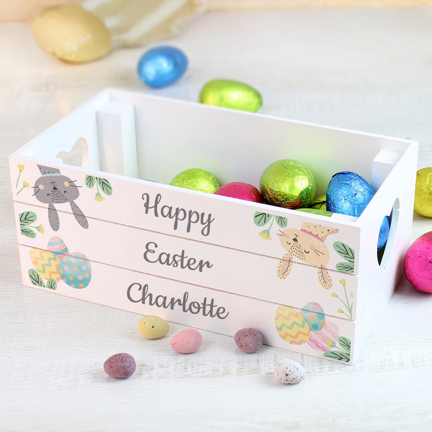 Personalised Easter Egg Hunt Small Wooden Crate - MK&JD Gifts