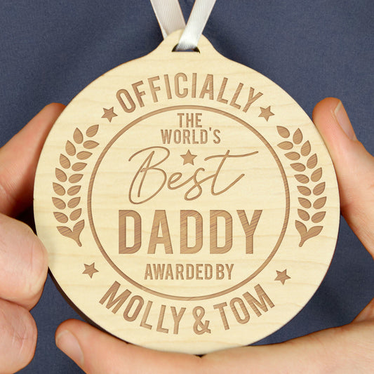 Personalised Officially The Best Round Wooden Medal - MK&JD Gifts