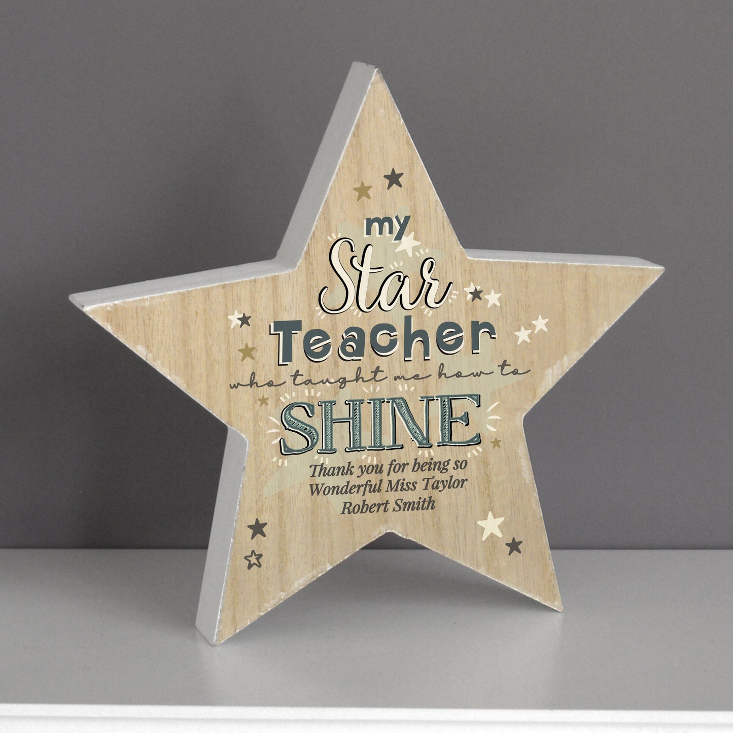 Personalised My Star Teacher Rustic Wooden Star Decoration - MK&JD Gifts